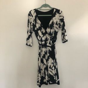 Beautiful b&w faux wrap dress.  Size large